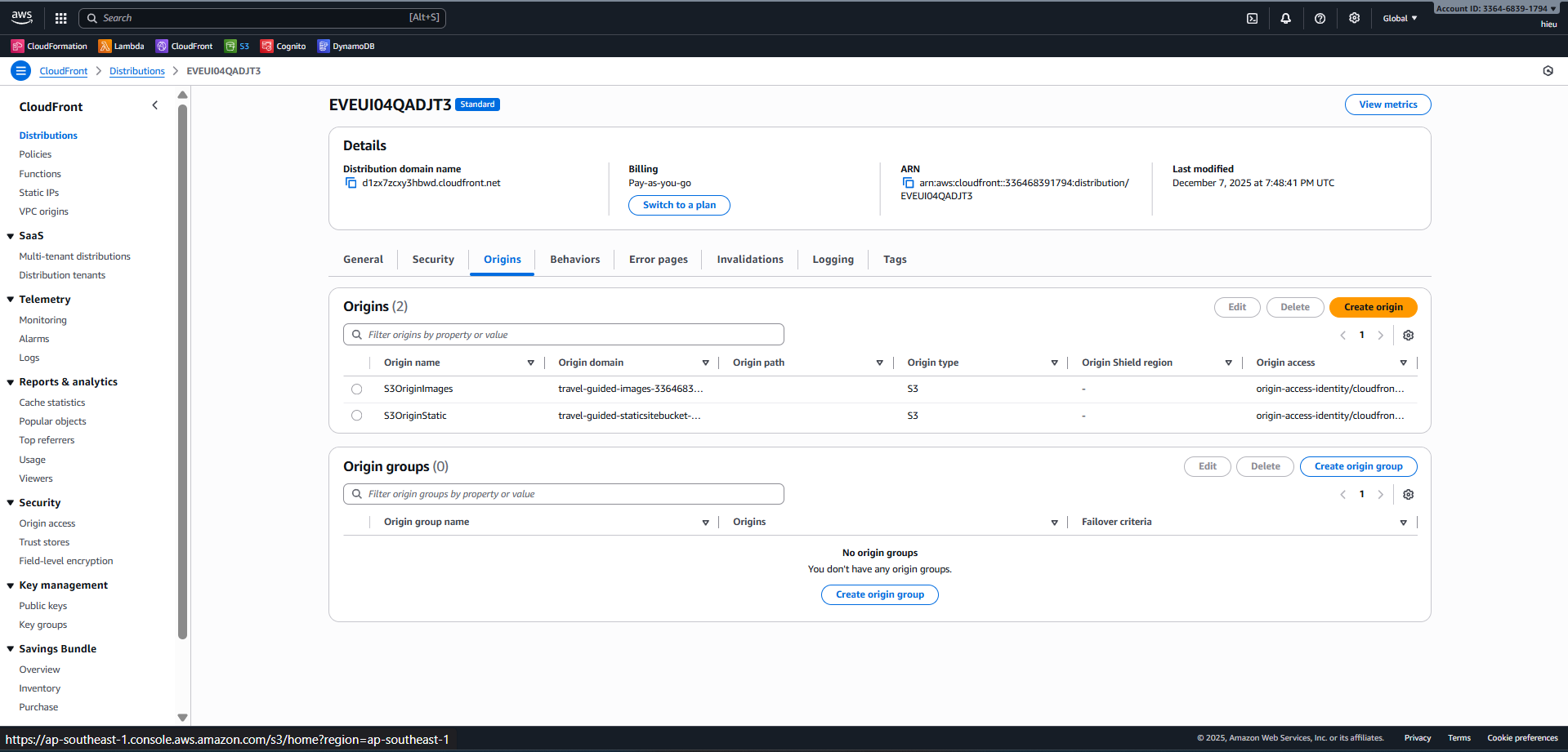CloudFront Origins Configuration